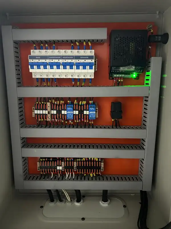 Painel QTA (quadro de transferência automática) aberto