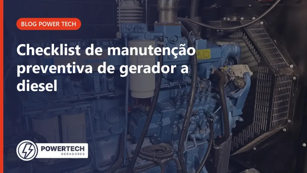 Motor diesel de grupo gerador com filtros de combustível e de óleo